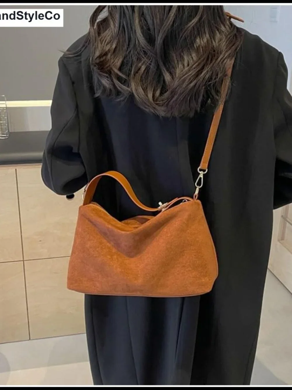 Suede Hobo Bag for Women Slouchy Tote Handbag with Adjustable Strap